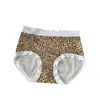 Panty de mujer con estampado de leopardo retro de seda helada, transpirable, entrepierna de algodón puro, cintura media, sin costuras, cómodo, bordes sin enrollar, ropa interior de mujer sin marcas
