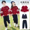 Uniforme escolar primário primavera e outono uniforme de classe de série uniforme de três peças jogos de outono jardim de infância uniforme do jardim traje esportivo produção