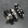 Set de 3 Piezas de Pulseras Anchas de Cuero Multicapa de Moda Europea y Americana de Venta Caliente Transfronteriza con Remaches Dominantes Personalizados Pulseras Punk Hip-Hop