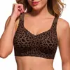 Sujetador de gel transparente con estampado de leopardo, talla extra, sin costuras, sin varillas, push-up, lencería cómoda para mujer, exclusivamente para exportación