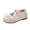 Lindos zapatos de cuero transpirables para mujer 2026, zapatos de princesa para niñas con diseño de lazo, zapatos de verano de suela blanda antideslizantes para primavera y otoño