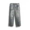 Jeans de mezclilla con salpicaduras de tinte sucio para hombre, rectos holgados de pierna ancha, lavados vintage, pantalones de estilo americano de alta calle, marca de moda, pantalones largos elegantes y geniales