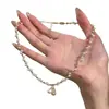 Colar com Pingente de Amendoim Pérola Esmagada Francês para Mulheres, Corrente para Clavícula de Luxo Leve, Estilo Nicho de Alto Padrão, Acessório de Pescoço Versátil de Temperamento Suave