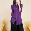 Camisa Hecha a Mano con Pliegues de Calidad de Boutique para Mujer, Top de Manga Larga, Nuevo Estilo Primavera y Otoño, Camisa Chaqueta Camiseta de Lujo de Gama Alta