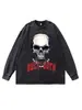 Sudadera Redonda Estampado de Araña Transfronteriza High Street Hip-Hop Oversize Holgada Lavada Desgastada Algodón Puro Peso Pesado 280g