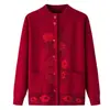 Roupas para mulheres de meia-idade e idosas casaco suéter de inverno mãe tricô com forro de fleece roupas para idosos cardigã quente top
