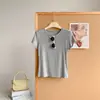 Camisa Simples de Manga Curta com Textura de Geleia Estilo Americano para Mulheres, Tecido Elástico em Quatro Direções, Verão Fina, Casual Versátil, Top Camiseta para Mulheres