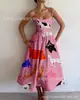Vestido de tirantes casual, elegante y a la moda, estampado digital nuevo, transfronterizo, vestido de verano para mujer