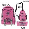 3D Novo Produto Estampado Periférico Sanrio kuromi kuromi Mochila Escolar Mochila Estojo de Lápis Bolsa de Ombro Conjunto de Três Peças