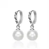 Brinco de gancho Flor de Gelo para mulheres, brincos versáteis, pérolas elegantes com contas, brincos de cristal prateados, estilo coreano, brincos modernos com franjas