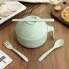 Tigela para Macarrão Instantâneo de Palha de Trigo com Tampa Utensílios de Mesa Tigela para Dormitório de Estudante Conjunto de Hashis, Garfo e Colher Tigela para Macarrão Instantâneo com Tampa