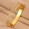 Pulsera Europea y Americana de Acero Inoxidable Transfronteriza, Forma de Herradura con Diamantes, Diseño Simple, Versátil para Viajes de Negocios, Pulsera de Acero Inoxidable