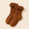 Calcetines de Encaje de Doble Puntada de Color Sólido 2026 Estilo Coreano Nuevos Calcetines para Niñas Algodón Peinado Calcetines de Princesa Calcetines de Caña Media para Niños Venta al por Mayor
