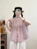 Novedades de Verano: Camisa de Ramio Bordada Hueca de Alta Resistencia Estilo Vintage, Cuello Redondo, Manga Corta, Top Fino de Ramio al por Mayor