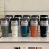 Taza de vacío Taishuo con asa para mujer, gran capacidad, taza de café de acero inoxidable, taza de agua para coche, taza de aspecto atractivo para hombres y niñas