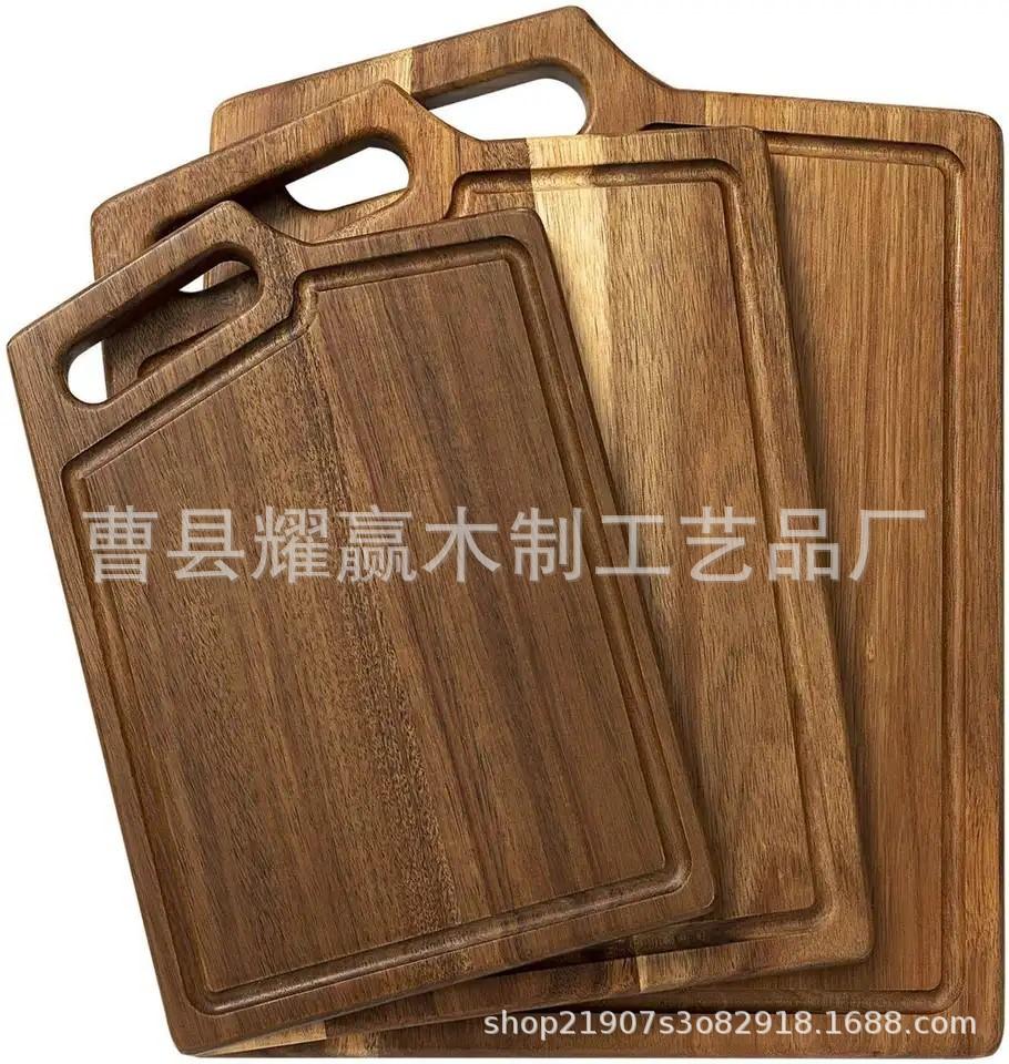 相思木方形菜板便携式带汁水槽砧板案板家用厨房水果蔬菜切板BS