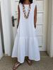 Vestido Europeo y Americano Transfronterizo Amazon Verano Otoño Nuevo Sexy Picante Sin Mangas Casual Cuello Redondo Color Sólido