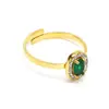 Nuevo anillo ovalado con circonita estilo INS transfronterizo para mujer, moda, lujo ligero, alta calidad, oro de 18 quilates, incrustado de diamantes, anillo abierto