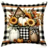 TEMU Nueva Funda de Cojín Festival de la Cosecha de Otoño Estampado de Hoja de Arce Calabaza Funda de Cojín Decorativa para Sofá del Hogar