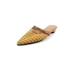 Sandalias de Tacón Bajo de 2.5 cm para Uso en Exteriores, Moda de Nicho 2026, Lujo Ligero Tejidas Caladas Cerradas para Ponerse Fácilmente Pantuflas Perezosas