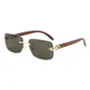 Gafas de Sol sin Marco con Cabeza de Leopardo Transfronterizas Nuevas, Moda con Imitación de Madera, Estilo Europeo y Americano, Gafas de Sol Retro de Gama Alta Estilo Callejero para Hombres y Mujeres