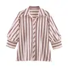 Moda Femenina Transfronteriza AliExpress Primavera 2026 Camisa Rayada Versátil y a la Moda con Mangas Abullonadas 5029205