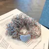 Scrunchie de Rede Azul Estampado de Leopardo Estilo Coreano Doce e Atmosférico para Mulheres, Acessório de Cabelo Ultra-Fada e Elegante de Alta Qualidade