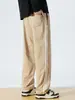 Pantalones Casuales de Hombre de Talla Europea Transfronterizos, Tendencia Primavera-Verano, Holgados, Color Sólido, con Dos Rayas, Pantalones Deportivos de Pierna Ancha a la Moda