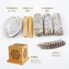 Purificação e Desmagnetização de Joias de Cristal Ruyah Incensário para Queimar Incenso Madeira Sagrada Cedro Sálvia Incenso Recipiente de Bambu