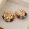 Pendientes de Aro con Forma de C de Colores Retro de Lujo Ligero Francés con Cuentas y Aguja de Plata 925 Diseño Original Pendiente Creativo de Perla para Mujer