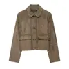 Moda europea y americana transfronteriza Bestseller de AliExpress: chaqueta corta elegante con efecto ante