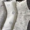 Meias cinza de linho com laço fresh para mulheres, de cano médio, fofas, estilosas, meias esportivas de cano médio, estilo estudante, meias femininas 10A antibacterianas e resistentes a odores