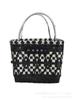 Cesta de mano de malla de color blanco y negro a juego para venta al por mayor de fábrica, bolso cubo red net, cesta de regalo tejida a mano a cuadros