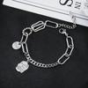 Ins Hip-Hop Trendy Pulseira Empilhada de Camada Dupla Pulseira Fivela Ot Multi-Camadas Rua Didi Frio Pulseira de Aço Titânio Moderna para Homens e Mulheres
