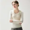 Suéter de cachemira suave y pegajoso para mujer, cuello en U grande, corte ajustado, favorecedor de la figura, capa base, prenda interior ceñida, tejido, elegante, suéter versátil