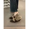 Primer Encuentro Zapatos de Algodón Estilo Birkenstock con Forro de Felpa que Aumentan la Altura para Mujer, Calzado de Exterior para Otoño e Invierno, Zapatos de Piel con Tacón Alto, Mocasines Cálidos, Zapatos de Felpa