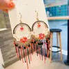 Brincos de Franja de Cristal Exagerados de Cores Vibrantes Estilo Étnico Boêmio Brincos Grandes Resistentes Venda por Atacado Coloridos