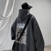Suéter com capuz Harajuku de inverno estilo ins solto com forro de fleece 2023 masculino solto Moda estilo Hong Kong casaco top da moda