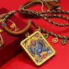 Tibetano Finamente Trabalhado Thangka Pintado a Ouro Gawu Box Vajra Meio Pintado à Mão Pingente de Colar Corda Vajra