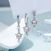 Estrellas Rosa Cereza Cayendo Dulcemente, Aretes Galaxia Brillantes de Circonita Rosa Claro, Tornillo para Cartílago de Varilla de Aleación de Titanio
