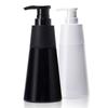 Frasco cone preto e branco para sabonete facial 500ml frasco de shampoo frasco vazio de gel de banho frasco de plástico PET sub-envase em estoque