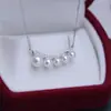 Collar Colgante de Perla de Agua Dulce 3-6mm Redonda Brillo Fuerte Casi Impecable Gradación Blanca Cadena Estilo Sonrisa Plata S925