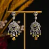 Pendientes estilo étnico europeo y americano, estilo retro, exagerados, con forma de gota de agua, adelgazantes, con borlas y circonitas.