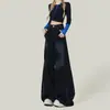 Jeans Anchos de Pierna con Nuevo Diseño de Moda Azul Grisáceo con Forma de Pera para Mujer, Pantalones Sueltos de Caída Estilo Americano de Cintura Alta