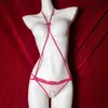 Senpai Desmontable Tentación Sin Entrepierna No Necesita Quitarse*Estilo Cazador Dulce Escote Halter de Encaje Pieza Única Ropa Interior Sexy para Mujeres