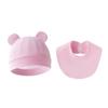 2024 Novo Conjunto de Chapéu de Bebê e Babador para Saliva Chapéu com Capuz de Orelha para Recém-Nascido Babador de Algodão Puro Chapéu Fetal