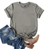 Em Estoque Comércio Exterior Solto Cor Sólida Camiseta Manga Curta Moda Gola Redonda Unissex Blusa Lisa Manga Curta Uniforme de Grupo para Publicidade