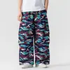 Calças Casuais Camufladas Americanas para Homens, Calças Largas de Tamanho Grande, Calças Retas de Verão, Calças Cargo Finas, Calças Longas Elásticas