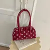 Bolso de axila de lunares dulce y lindo estilo coreano para mujer, perfecto para otoño, versátil, elegante y adecuado para uso casual y para ir al trabajo.; un bolso Boston de moda
