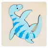 Juguete de rompecabezas de dinosaurio tridimensional con hebilla de madera para niños, rompecabezas creativo de dibujos animados para la educación temprana del bebé